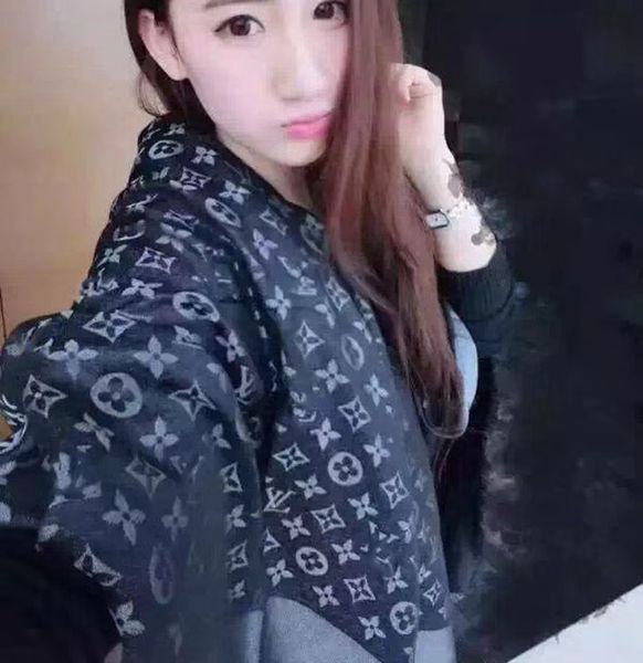 

scarf for women 2019 letter pattern wool silk with silver thread design scarves square woman scarves size 140x140cm good qualtiy, Blue;gray