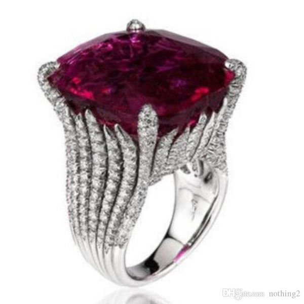 

designer jewelry ruby rings square prong setting rings for women female jewelry fashion of shipping, Golden;silver
