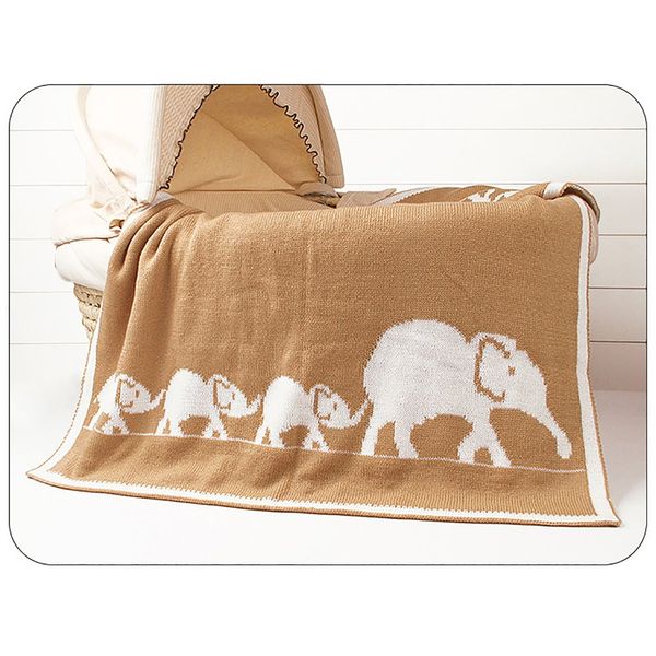 

new cartoon elephant printed baby blanket knitted newborn swaddle wrap blankets super soft toddler infant bedding quilt blankets, Blue;red