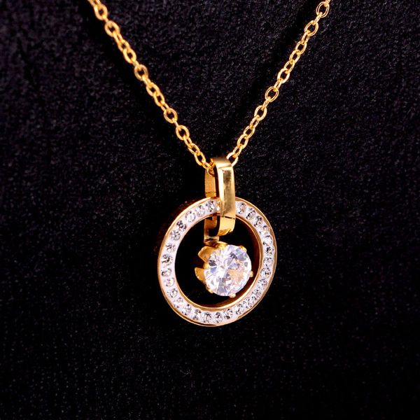 

fashion super flash crystal circle rose gold necklace clavicle chain woman necklace jewelry wholesale for woman gift, Silver