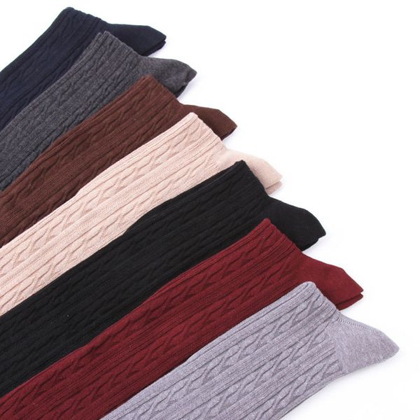 

fashion autumn winter women wool braid over knee socks thigh highs twist hose warm stockings ks-shipping, Black;white