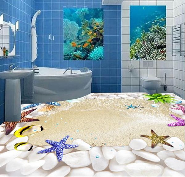 

пользовательские фото обои shell пляжный пол украшения росписи пвх росписи водонепроницаемый самоклеющиеся ванная комната ресторан кухня эта