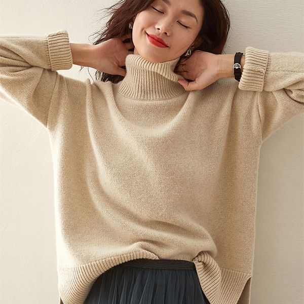 

frseucag водолазку женщин вскользь сыпучие кашемира шерстяной свитер сплошного цвета вязать полный рукавом пуловер короткие пальто свитер го, White;black