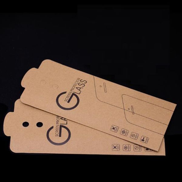 

universal kraft paper retail package packaging box for mobile phone tempered glass screen protector bag pouch 180*88mm