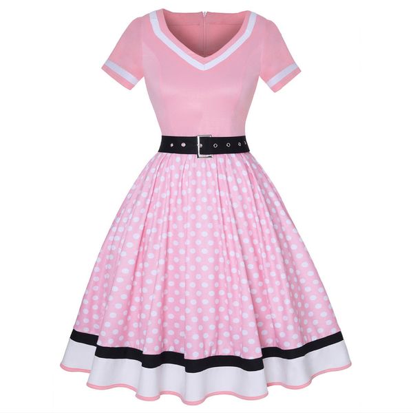 

woman dresses plus size women clothing plus size women print vintage dress short sleeve belt sweetheart pin up 50s party dresses, Black;gray