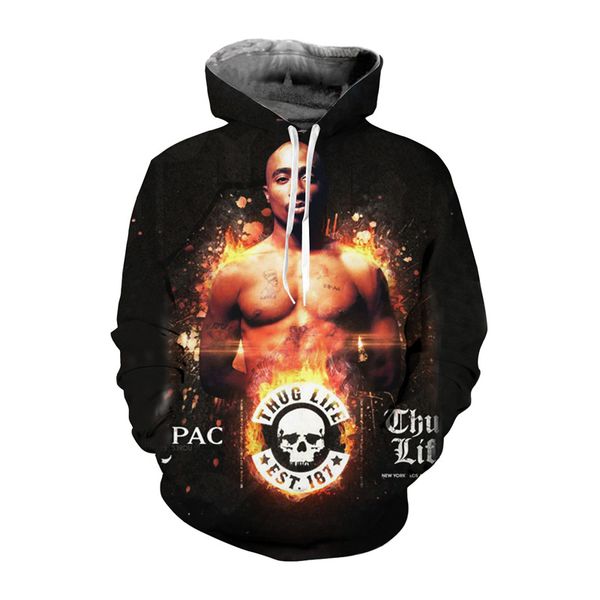 

новая мода рэппер печально известный b. i. g. biggie smalls тупак 2pac повседневные толстовки унисекс смешные 3d печати толстовки пуловеры г, Black