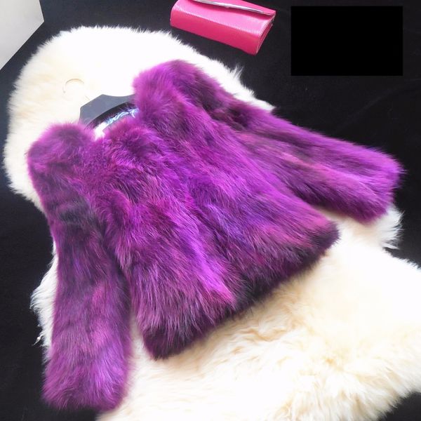 

color gradient natural raccoon dog fur coats women autumn winter 2019 new short design real fur coat outerwear women's jacket, Black