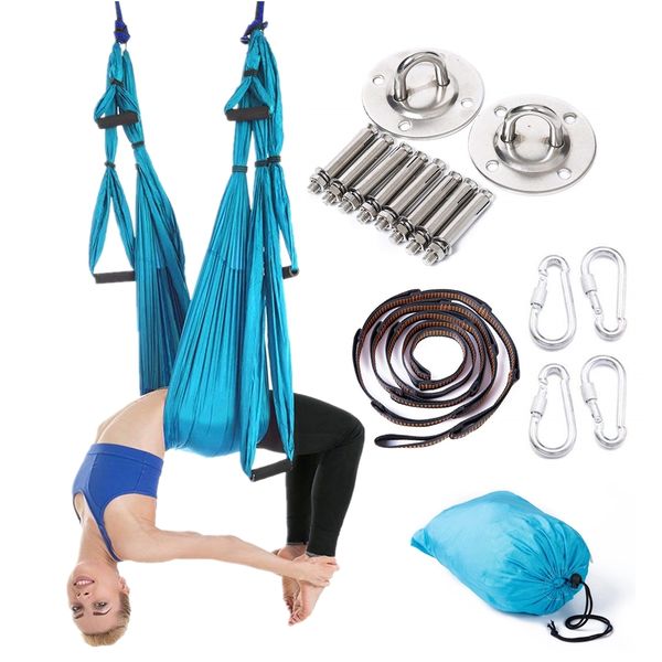 

full anti-gravity aerial yoga hammock set multifunction yoga belt flying inversion tool for pilates body shaping 15 color