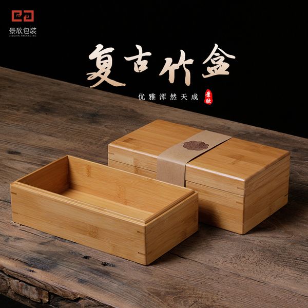 

fashion bamboo storage box simple small gift jewelry cases w019, Black;blue