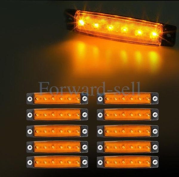 

10 pcs amber 3.8" 6led side marker indicators light truck trailer boat clearance