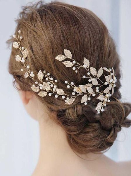 

leaves and floral bridal headband bohemian headpiece crystal pearl hair vine flower halo wedding hair accessories for women