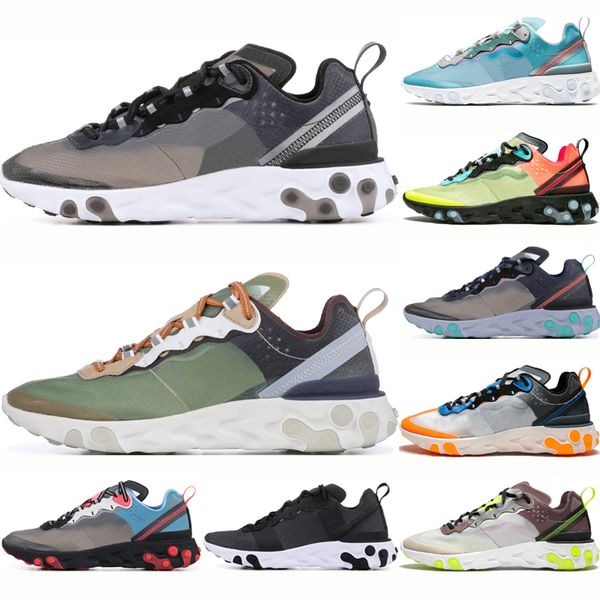 

men women react element 87 running shoes green mist neptune green chaussure femme trainers breathable royal tint sail white sports sneakers