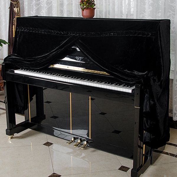 

soft velvet macrame durable beautiful decorated dust-proof protective anti-scratch piano cover home practical with cover other household cl