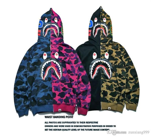 

men designer jacket a bathing aape ape shark hooded hoodie coat camo full zip jacket windbreaker jacket size m-xxl