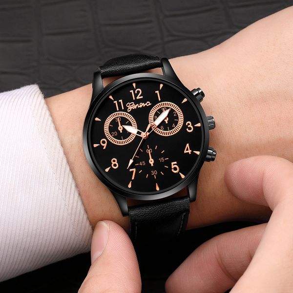 

fashion geneva men date alloy case synthetic leather analog quartz sport watch male clock relogio masculino, Slivery;brown