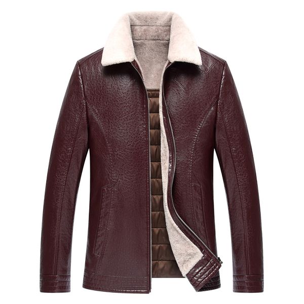 

1723 new fashion 2019 man winter fur coat thickening men winter clothes leather coat jacket men's jackets, Black;brown