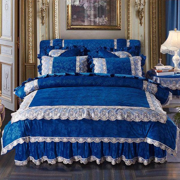 Winter Thickening Pure Color Crystal Velvet Duvet Cover Set