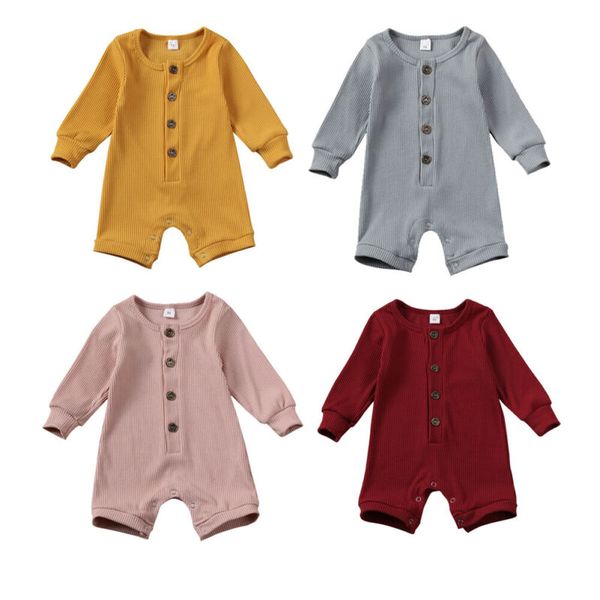 

pudcoco newborn baby boy girl solid long sleeve crew-neck romper bodysuit jumpsuit cotton soft outfit clothes sunsuit new, Blue