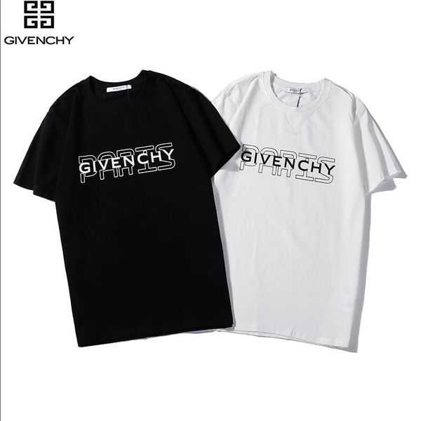 

2019 luxury men's designers t-shirt designer casual short sleeve fashion letter printing men's and women's hip hop t-shirt-01, White