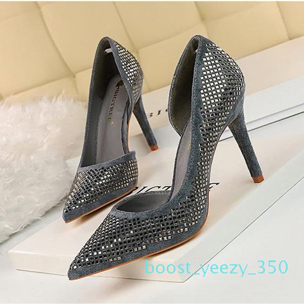 

office lady rivets studded slip on pointed toe pumps luxury women designer shoes work shoes yellow green red black grey size 35 to 40 b35