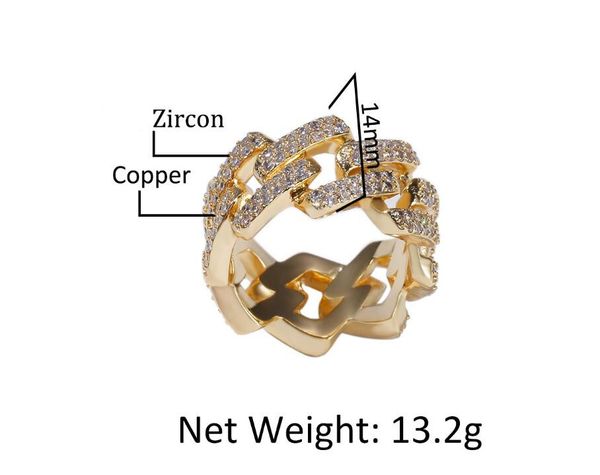 

new designer micro-zircon men's ring jewelry european and american fashion personality hip-hop 2 rows of diamond electroplated real gol, Silver