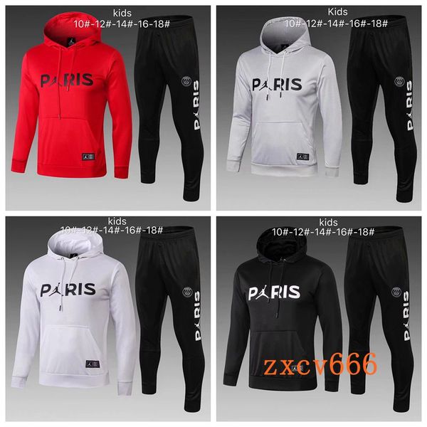 

New kid p g x jordam track uit 2019 2020 p g occer jogging jacket mbappe pogba 18 19 pari child football training uit, Black;red
