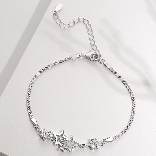 

genuine s925 sterling silver bracelet double star bracelet zircon ladies fashion, Black