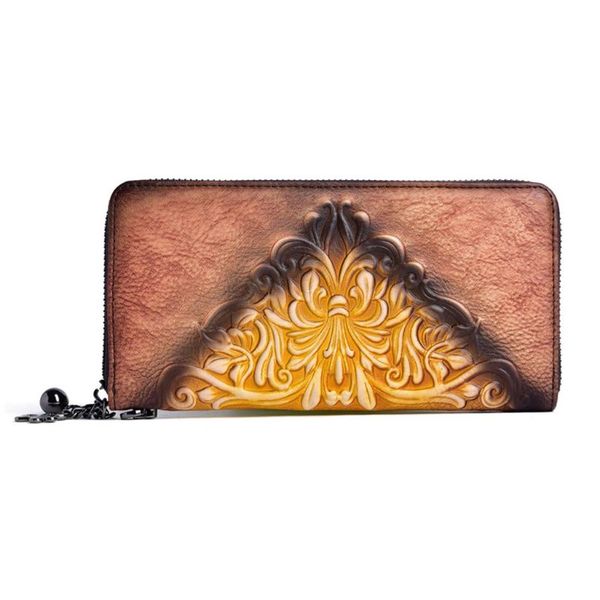 

leather long wallet vintage embossing women ladies card holder phone bag wristlet purse handbag, Red;black