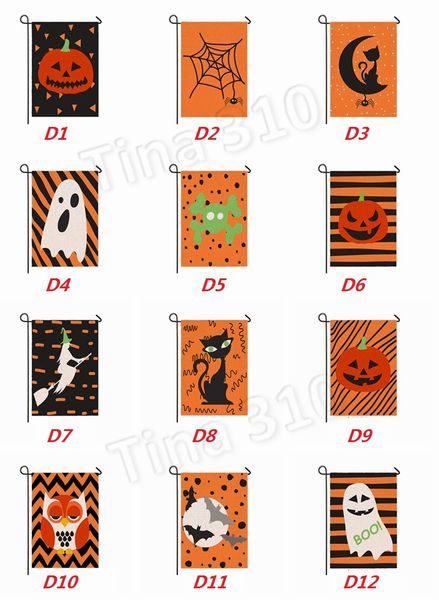 

new 47*32cm halloween flags garden decoration flag 182 style outdoor flags pumpkin ghost bat flower print double side flag 5160