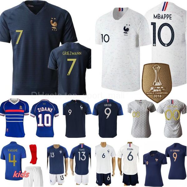 2019 Man Woman Youth France Jerseys Soccer Kylian Mbappe Antoine Griezmann Paul Pogba Giroud Zidane 1998 Varane Le Sommer Henry Kid Football Kits From