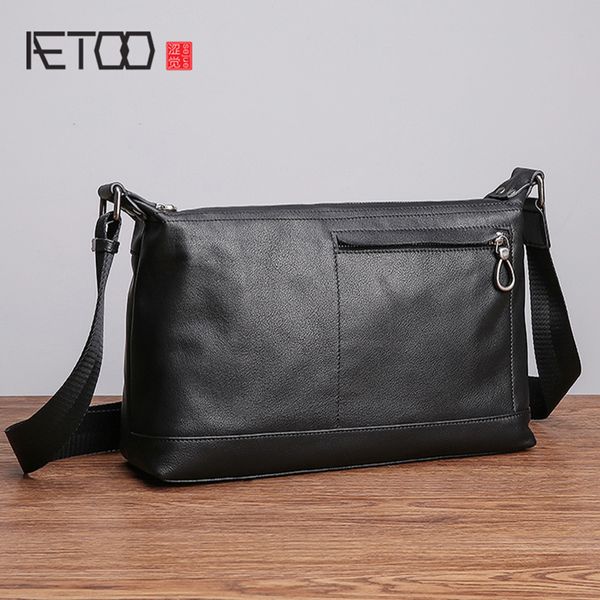 

aetoo men's shoulder bag leather soft leather tide fashion casual horizontal baotou layer cowhide oblique cross male bag