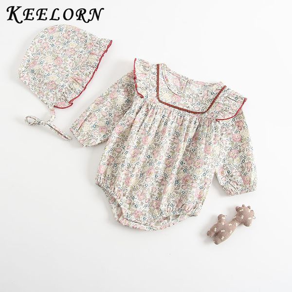 

keelorn девочки rompers новорожденные девочки с длинным рукавом romper hat комбинезон весна ягнятся outfit мебельное 2pcs romper, Blue