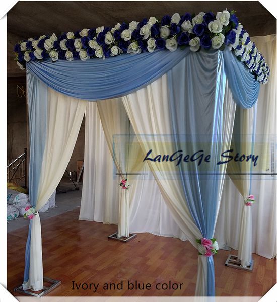 2019 Ice Silk Ivory Backdrop With Baby Blue Drapes Include Multi