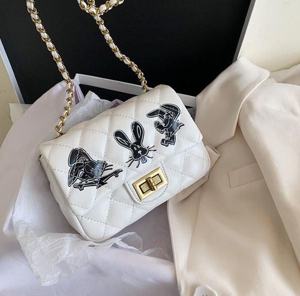 

diamond lattice chain shoulder bags designer luxury women handbags cartoon rabbit crossbody bag classic women bags
