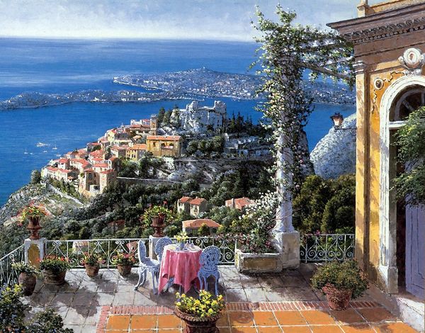 

sung sam park landscape mediterranean oil painting reproduction printed on canvas living room bedroom wall picture art home decor spk019