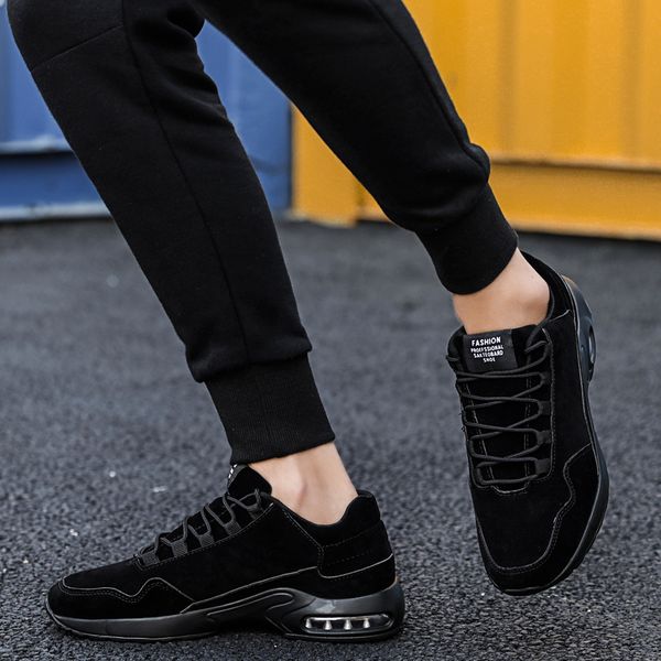 

crmdeox spring and autumn leather shoes men sneakers casual air cushion shoes breathable men tenis masculino dropshipping, Black