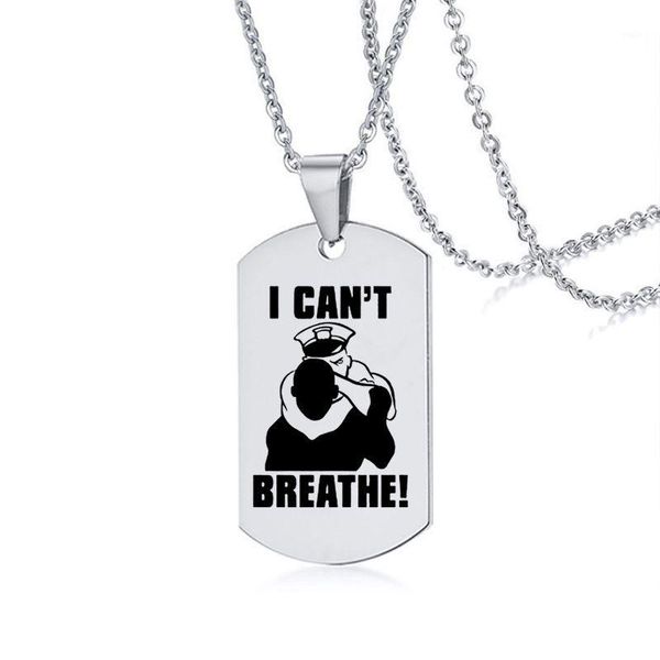 

i can't breathe necklace american protest men and women black lives matter pendant necklaces stainless steel necklace badge1, Silver