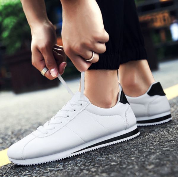 

классический дизайнер cortez leather high qaulity женщин людей нового способа тройной белый черный розовый повседневная обувь eur36-44, Black