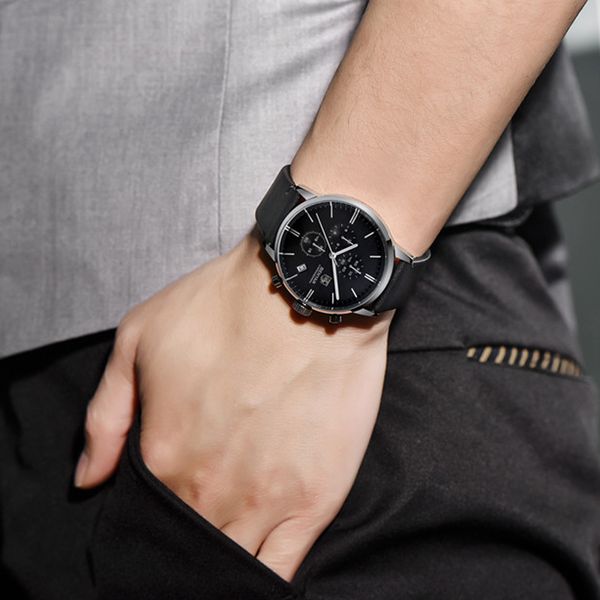 

benyar fashion chronograph sport mens watches brand luxury quartz watch waterproof clock male hour relogio masculino218s, Slivery;brown