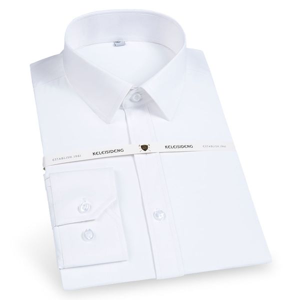 

business long sleeve men's dress shirts solid color soft social formal white work twill fashion male office shirt, White;black