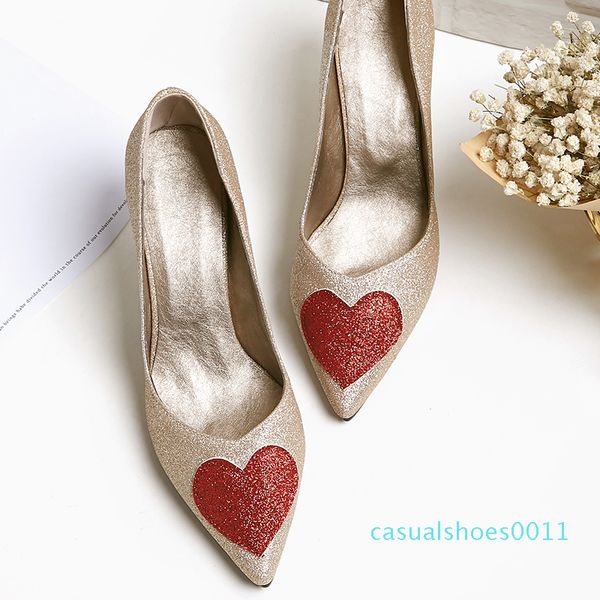 

and supplier glitter heart shaped pointed-toe high heels slip-on pumps women dress shoes c11, Black