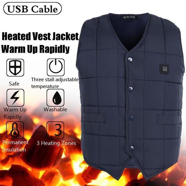 

usb heated vest men winter electrical heated sleeveless jacket travel heating vest outdoor waistcoat hiking heater vests, Gray;blue
