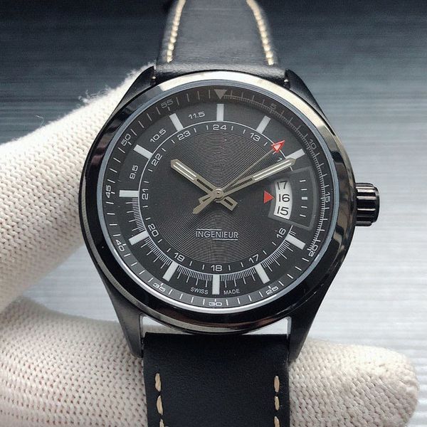 

new man watches mens watch fashion black genuine leather sapphire 8215 automatic mechanical movement self-wind wristwatches, Slivery;brown