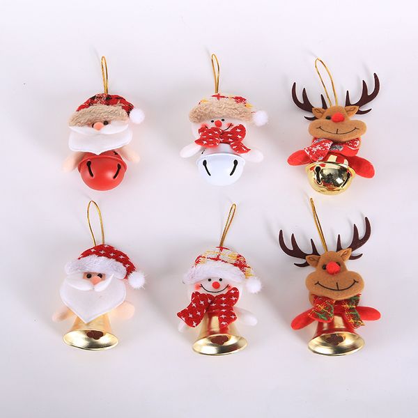 

christmas hanging bell ornaments deer santa cluas snowman hanging decoration xmas tree window pendant doll with bell