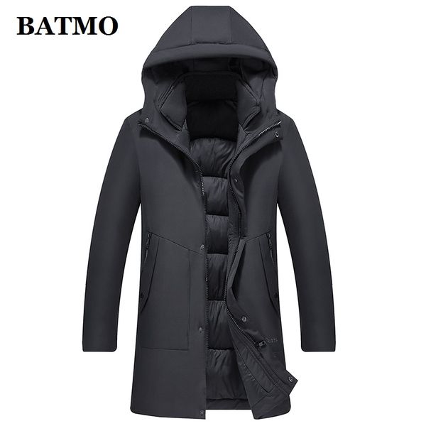 

batmo 2019 нового прибытие качества зима высокого капюшон ветровка мужчин, мужские зимние куртки с капюшоном hlf8802, Tan;black