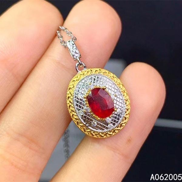 

kjjeaxcmy fine jewelry 925 sterling silver inlaid natural ruby female new pendant necklace classic support test selling