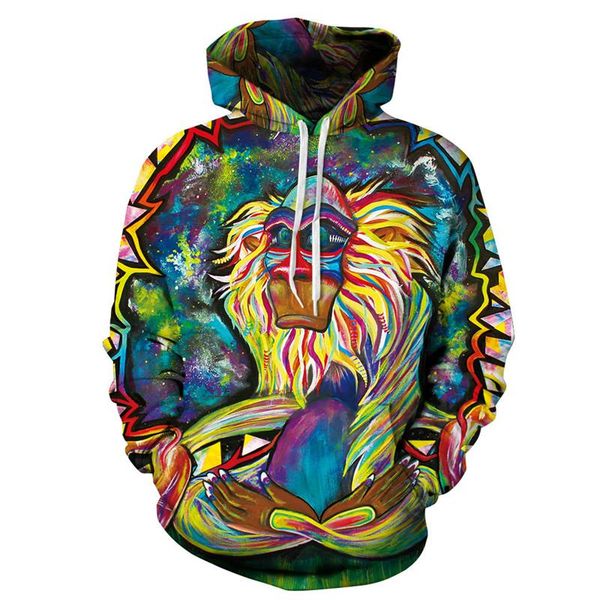 

2020 summer fashion new thin hoodie men's and women's 3d sweatshirt with hat printed wizard clown series printed hoodie, Black