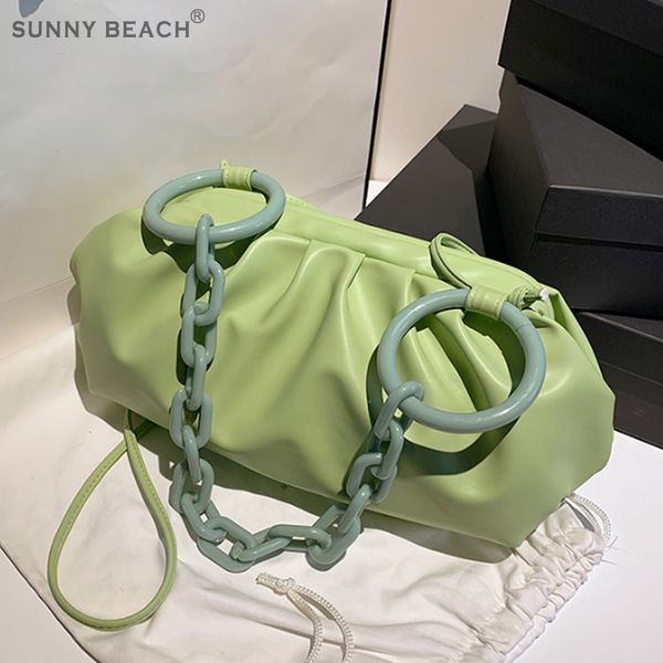 

luxurious acrylic chain soft leather single shoulder bag fashion chain handbag crossbody bag