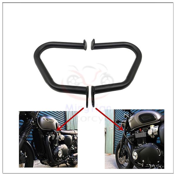 

black / chrome engine guard bumper highway crash bar buffer frame side protector for bonneville t120 / streettwin 01-16