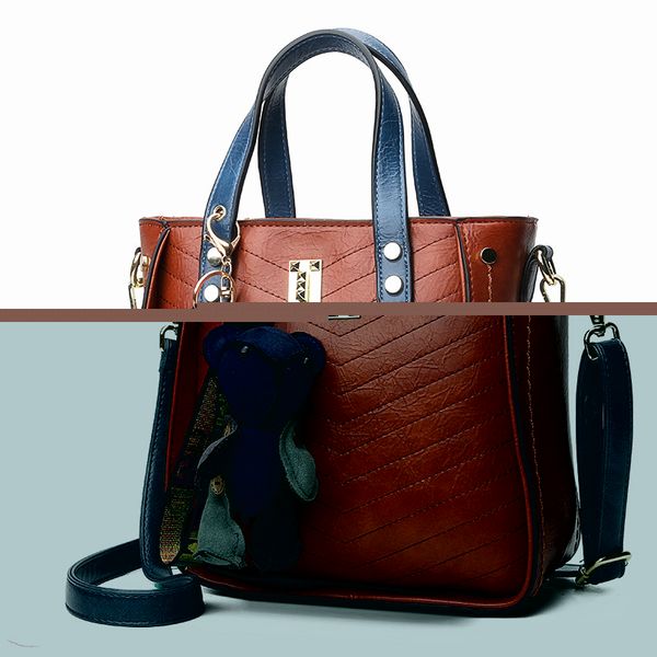 

luxury handbags women bag designer big ladies hand bag for women solid shoulder outlet europe leather handbag send a bear